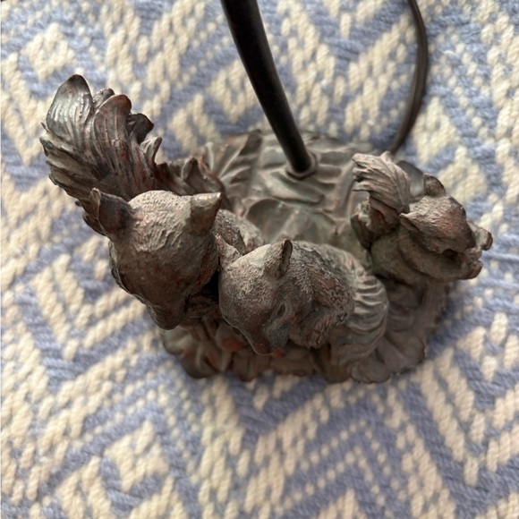 Rustic Squirrel Acorn Lamp with Yellow Glass Globe Shade Country Nature Acorns - Picture 8 of 12